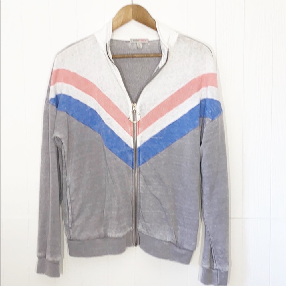 Inspired Hearts Gray Burnout Zip Up Sweatshirt Size Medium